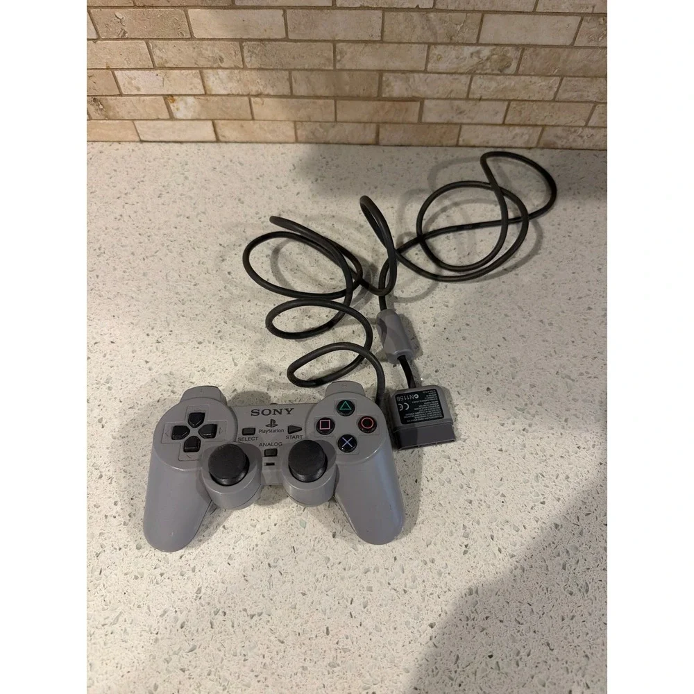Lot 2 Sony PlayStation PS1 DualShock Analog Controllers Gray